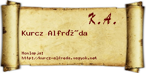 Kurcz Alfréda névjegykártya